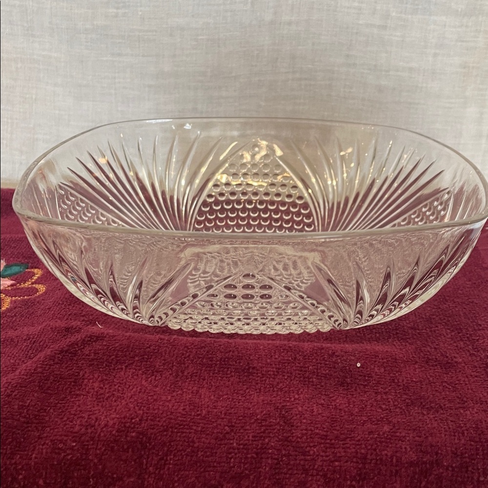 Vintage square hobnail clear bubble  Glass Decorative Bowl